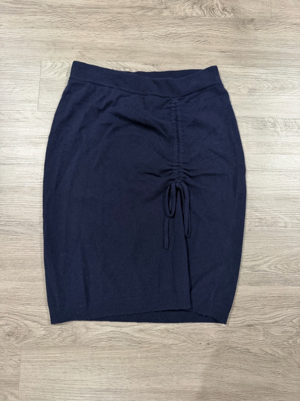Milly Cashmere Wool Navy Drawstring Ruched Knit Pencil Skirt - Women